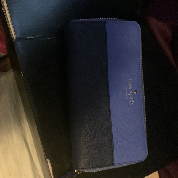 Kate spade Cameron st satchel color block white and blue with matching wallet - Picture 6 of 8